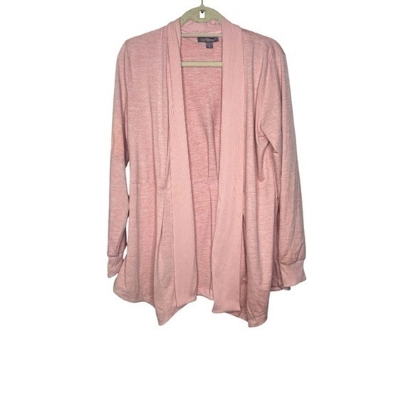 peace and pearls Sweaters - Peace & Pearls Draped Open-Front Cardigan in Blush Pink Size Medium